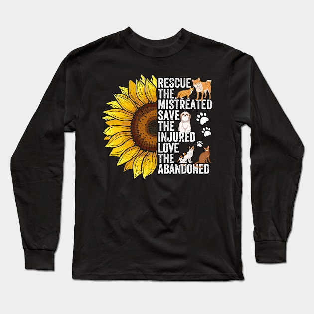 Dog Rescue Sunflower Rescue The Mistreated Long Sleeve T-Shirt by Alex21